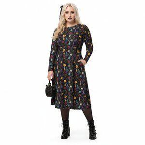 Whimsigoth Witchy Long Sleeve Midi Dress